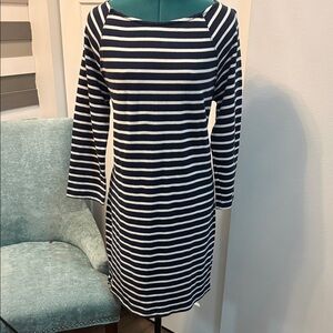 GAP Navy and White Striped Long Sleeve Dress